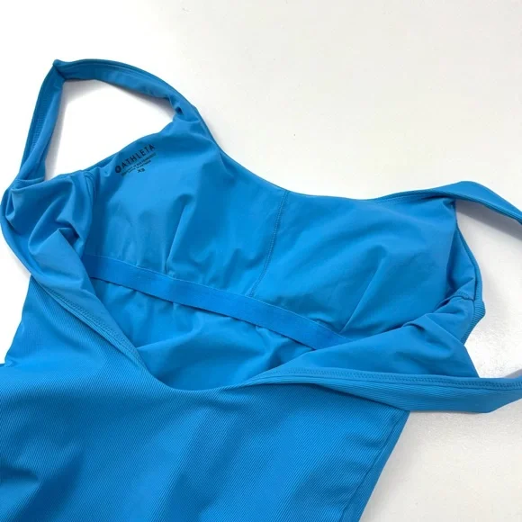 NWT Athleta Women's XS Seascape Blue Ribbed Padded Scoop Back One Piece Swimsuit - Picture 9 of 13